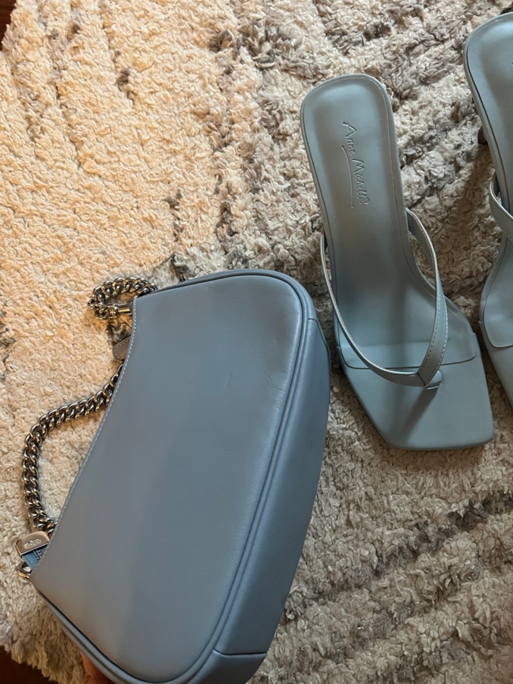 Coach Blue Leather Shoulder Bag and blue Sandals Set - Picture 4 of 6